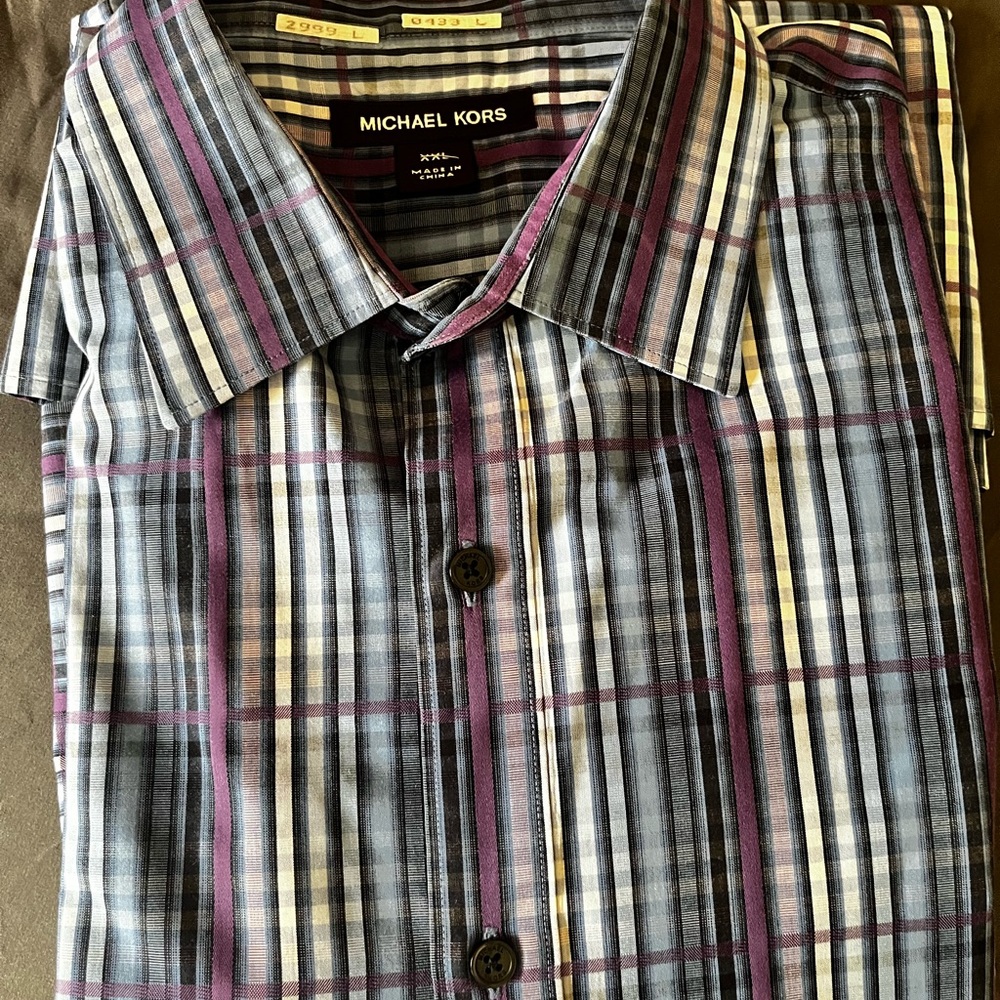 Michael Kors Men's Plaid Shirt - Gray and Purple